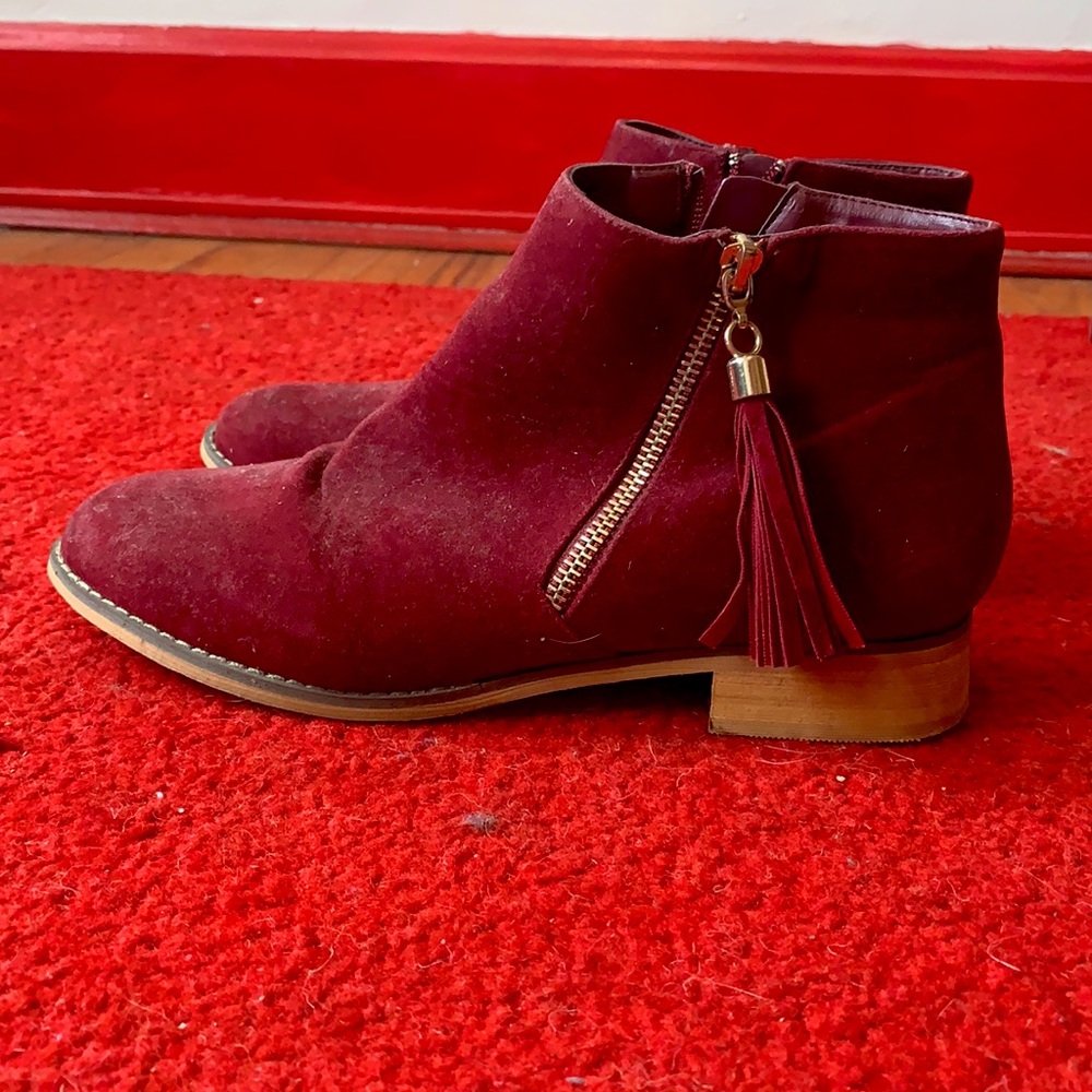 Forever 21 red fringe booties